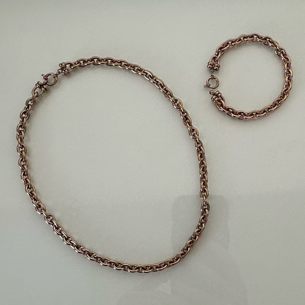 Elegant Gold Chain Necklace and Bracelet Set